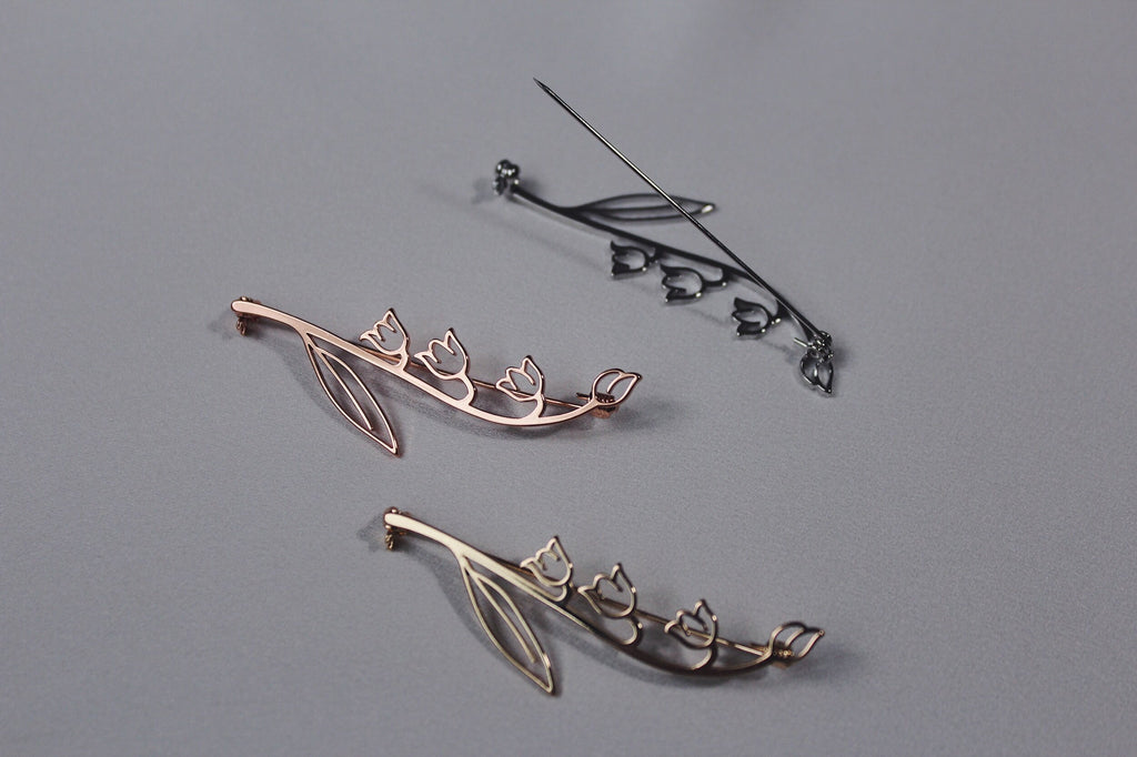 Lily of the Valley Long Brooch